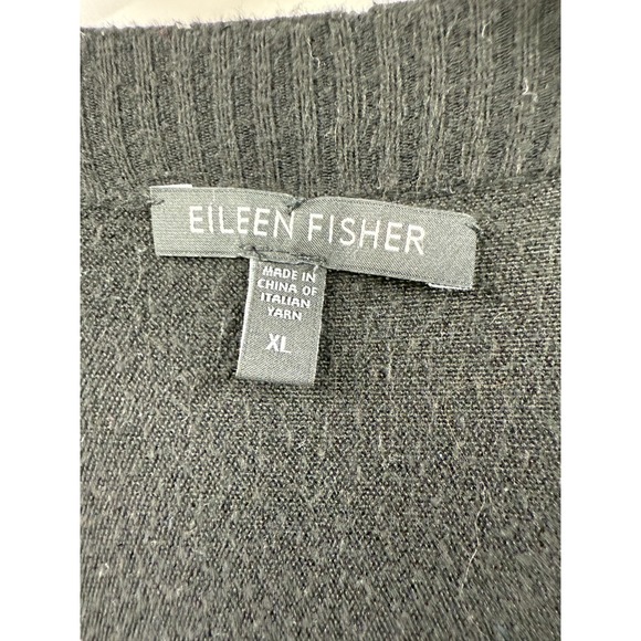 Eileen Fisher Italian Yarn Cardigan Open‎ Front Black XL Extra Large - Picture 2 of 3